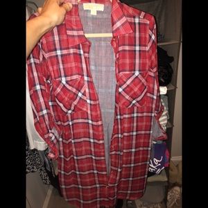 Michael Kors long plaid flannel